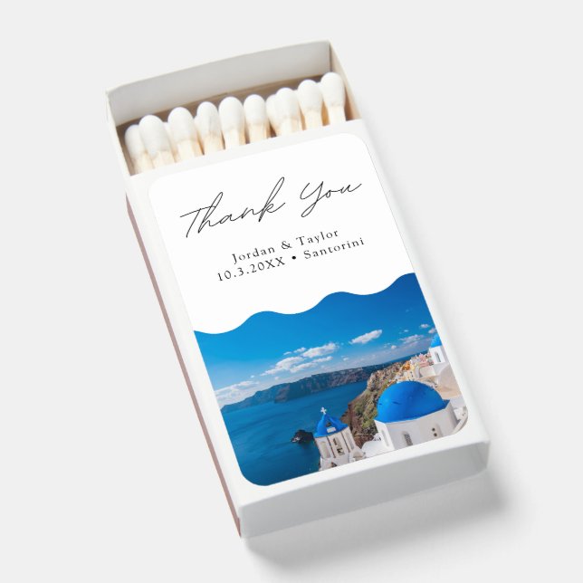 Santorini Wedding Photo Personalized Greece  Matchboxes (Front Open)