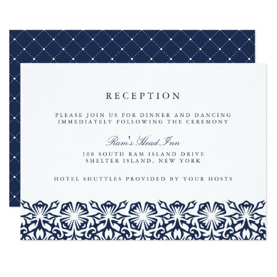 Santorini Wedding Reception Card Navy Zazzle Com