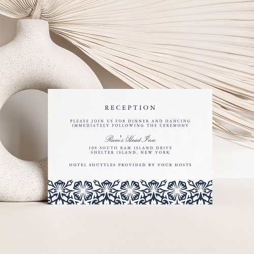 Santorini Wedding Reception Card  Navy