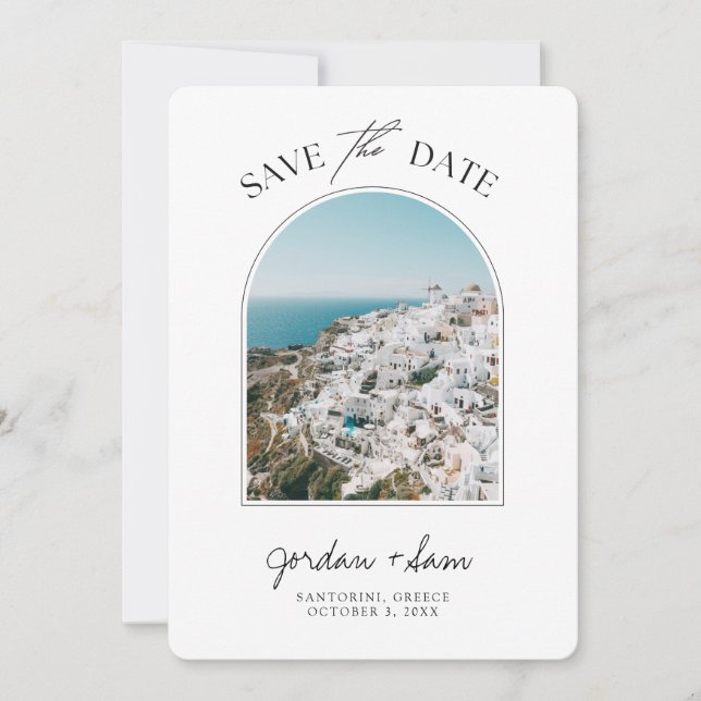 Santorini Wedding Save the Date Invitation (Front)