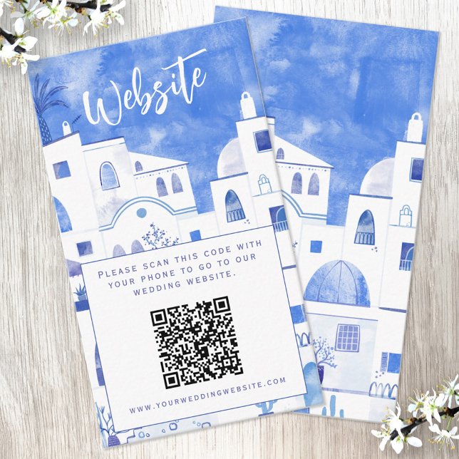 Santorini Wedding Website QR Code Enclosure Card (Creator Uploaded)