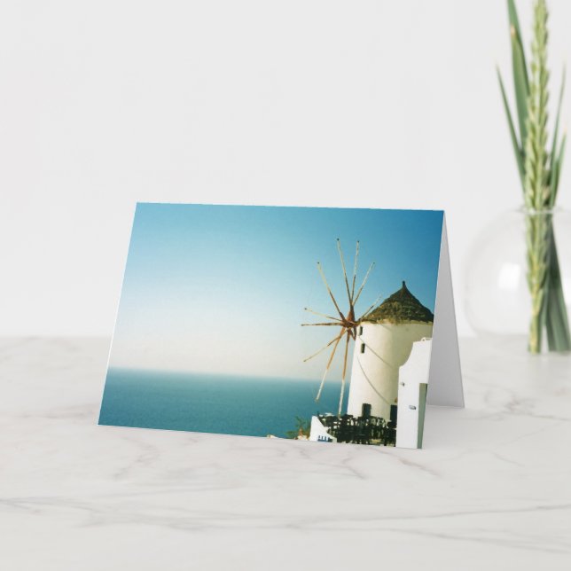 Santorini windmill, Greece Card (Front)