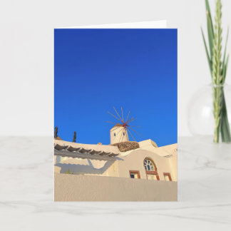 Santorini Windmill Oia Greece Photography Card