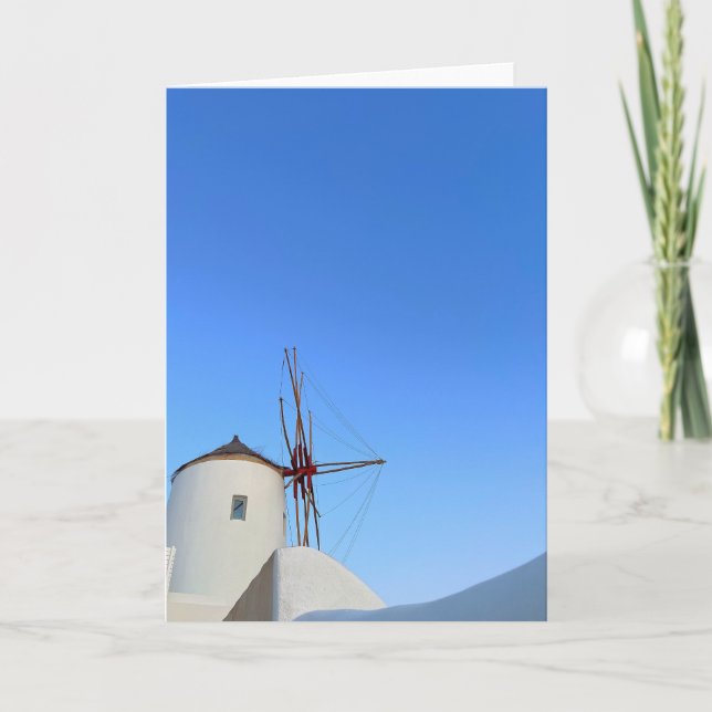 Santorini Windmills Oia Greece Photography Card (Front)