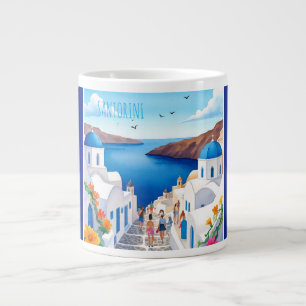 Santorini with Beautiful Romantic View, Greek Giant Coffee Mug