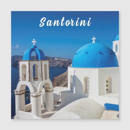 Santorini with blue and white church (Front)