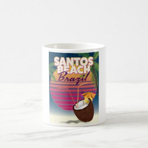 Santos beach brazil vintage travel poster magic mug