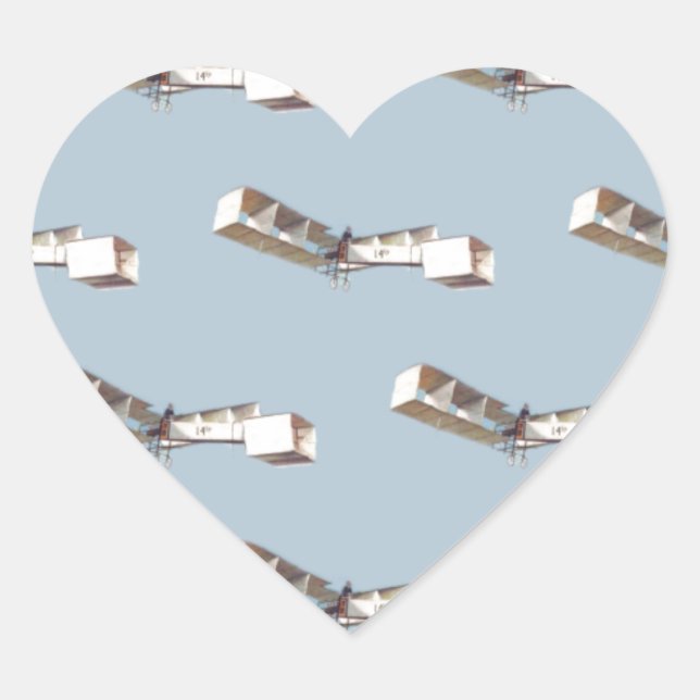 Santos-Dumont 14-Bis Airplane Heart Sticker (Front)