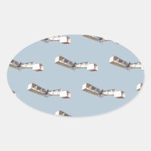 Santos-Dumont 14-Bis Airplane Oval Sticker