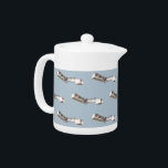Santos-Dumont 14-Bis Airplane Teapot<br><div class="desc">Alberto Santos-Dumont 14-Bis airplane. Exclusive pattern based on a French vintage postcard.</div>