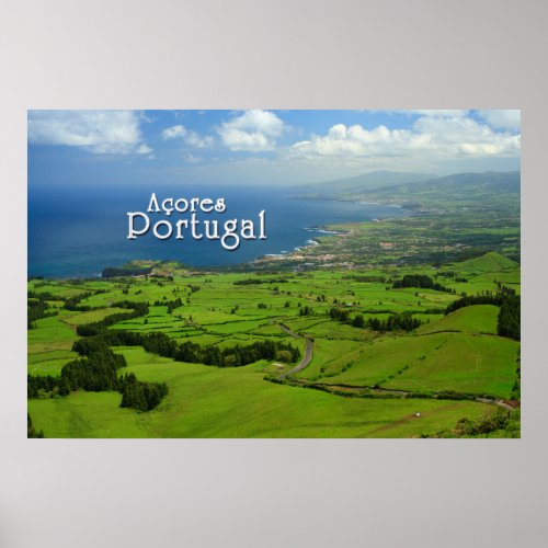 Sao Miguel green landscape Poster