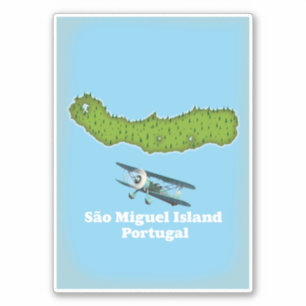 São Miguel Island Portugal map Sticker