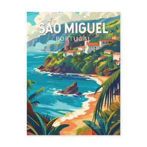 Sao Miguel Island Portugal Travel Art Postcard