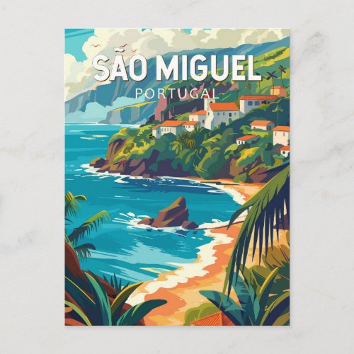 Sao Miguel Island Portugal Travel Art Postcard