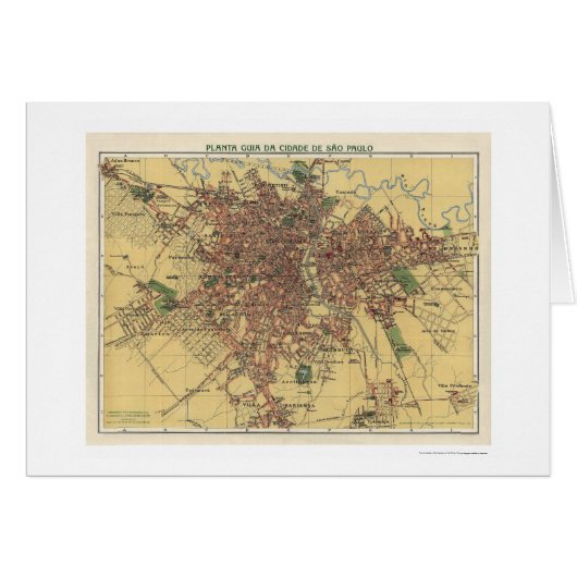 Sao Paulo Brasil Map 1913 Cards (Front Horizontal)