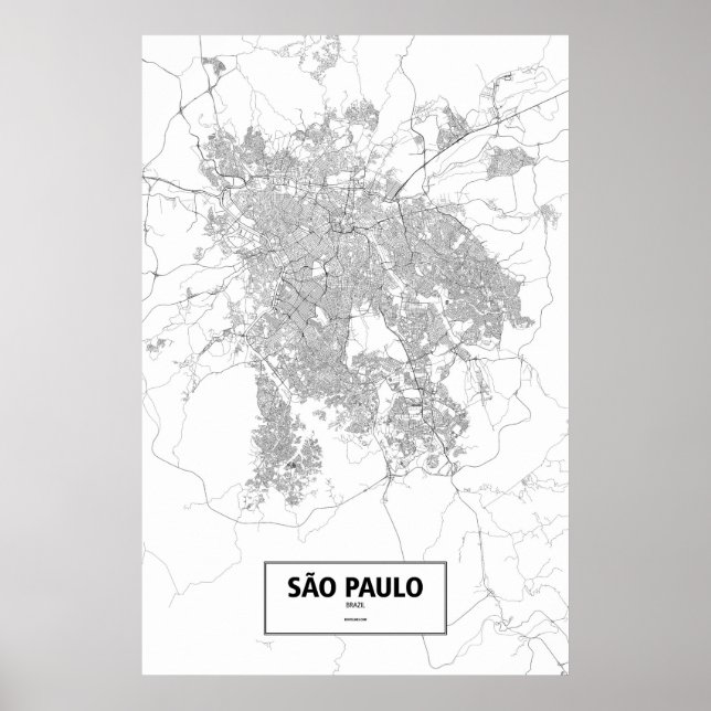 Sao Paulo, Brazil (black on white) Poster (Front)
