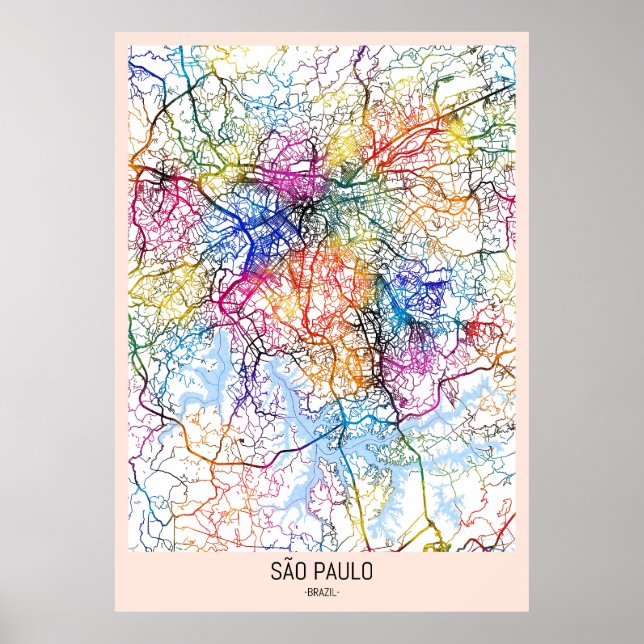 São Paulo Brazil City Map Poster (Front)