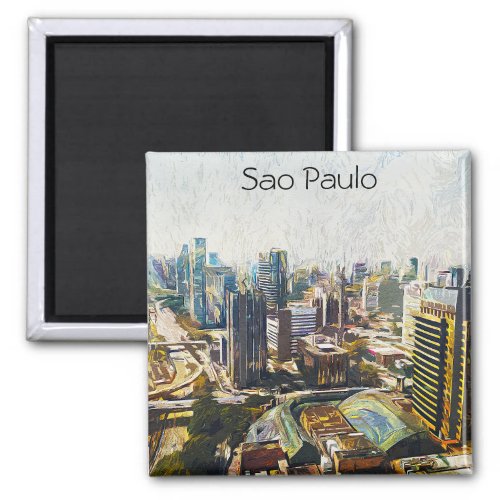 Sao Paulo Brazil Cityscape Painting  Magnet