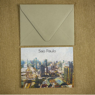 Sao Paulo Brazil Cityscape Painting Postcard