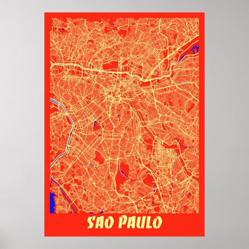Sao Paulo _ Brazil Retro City Map Poster