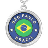 Brazil Map Brasil Bresil Country Flag Gold Silver Plated Necklace Chain  Pendant