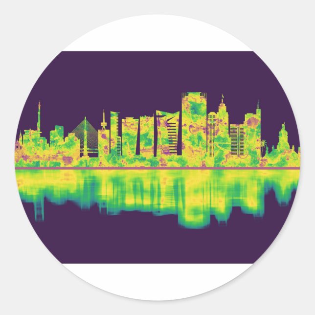 Sao Paulo Brazil Skyline Classic Round Sticker (Front)