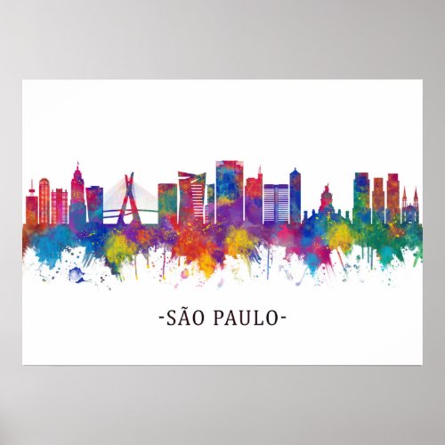 So Paulo Brazil Skyline Poster
