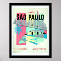 Sao Paulo Brazil Travel Vintage poster