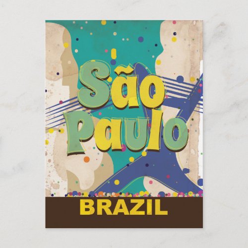 So Paulo Brazil Vintage Travel Poster Postcard