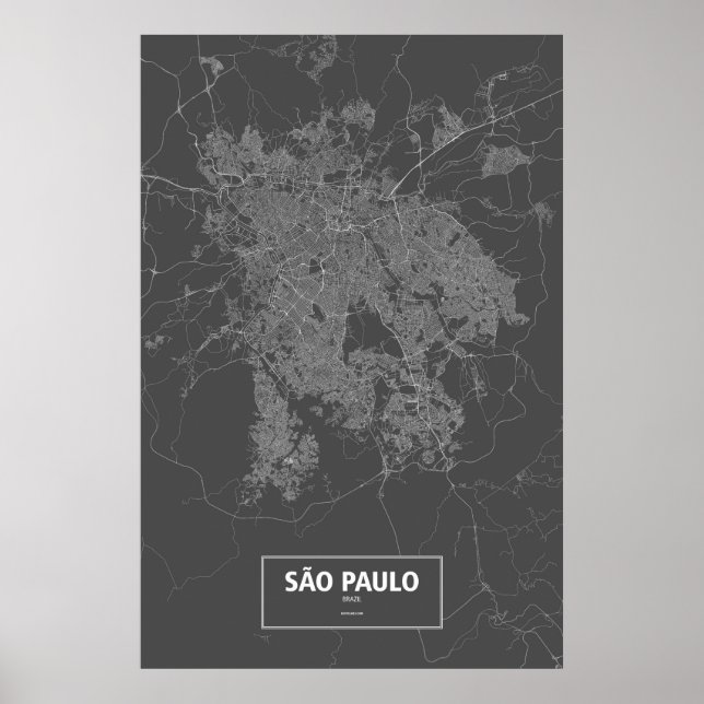 Sao Paulo, Brazil (white on black) Poster (Front)