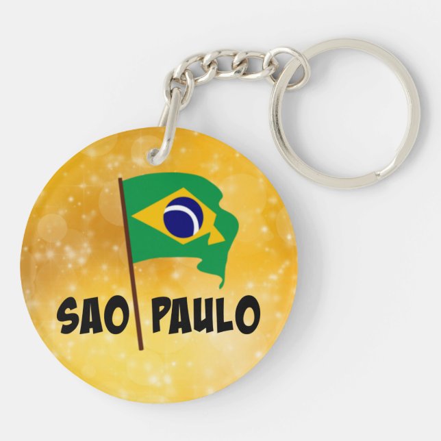 Sao Paulo, Flag of Brazil Keychain (Back)