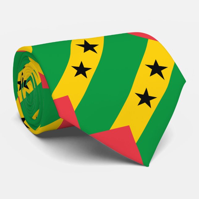 Sao Tome and Principe Flag Neck Tie (Rolled)