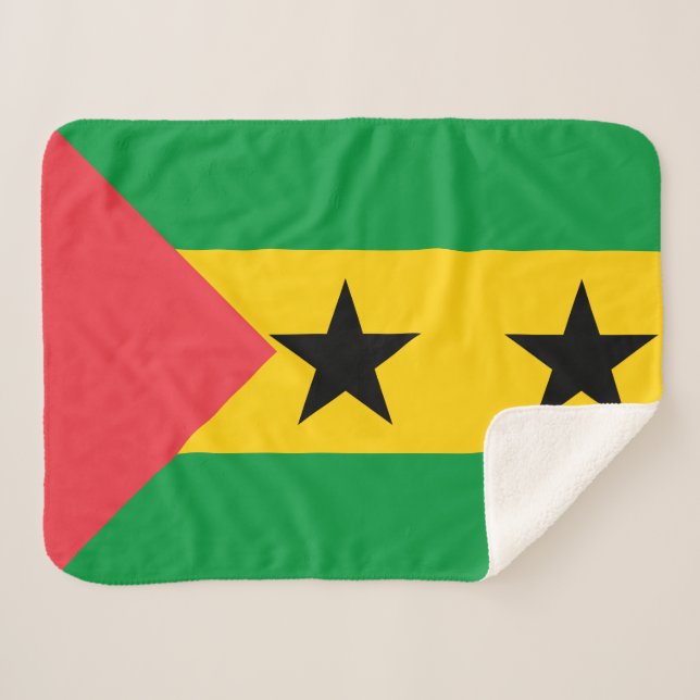 Sao Tome and Principe Flag Sherpa Blanket (Front (Horizontal))