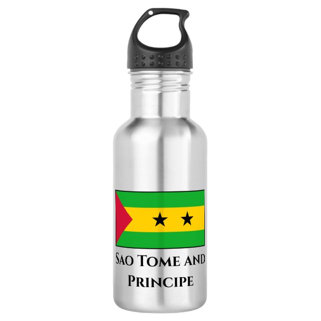 Sao Tome and Principe Flag Stainless Steel Water Bottle (Front)