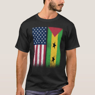 Sao Tome Sao Tomean American Flags Proud USA Sao T T-Shirt