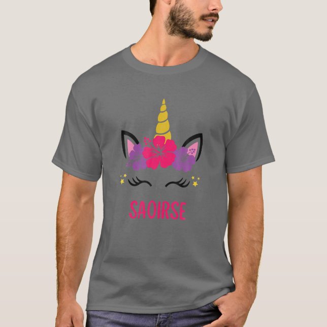 SAOIRSE Personalised Unicorn Face T-Shirt (Front)
