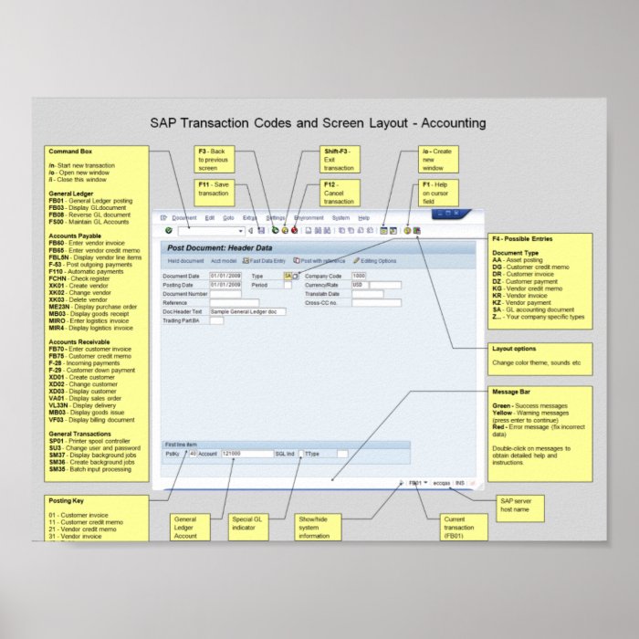 SAP Accounting Shortcuts Poster