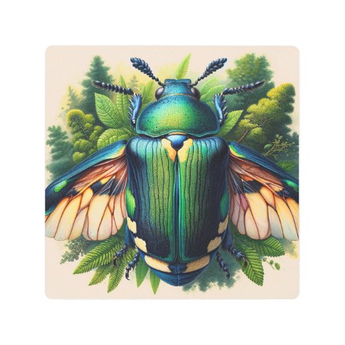 Sap Beetle in Natural Habitat IREF563 _ Watercolor Metal Print