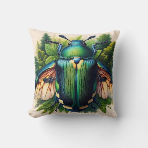 Sap Beetle in Natural Habitat IREF563 _ Watercolor Throw Pillow