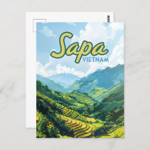Sapa Vietnam Asia Rice Terraces Vintage Travel Postcard