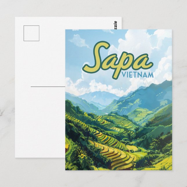 Sapa Vietnam Asia Rice Terraces Vintage Travel  Postcard (Front/Back)