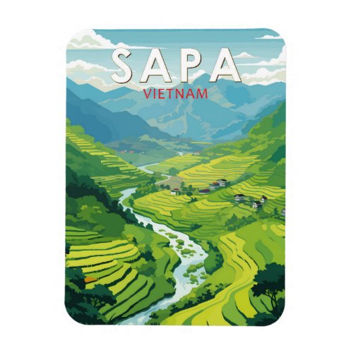 Sapa Vietnam Travel Art Vintage Magnet