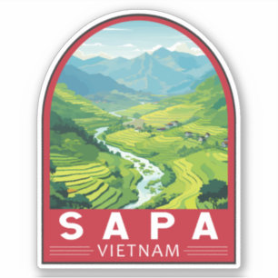 Sapa Vietnam Travel Art Vintage Sticker