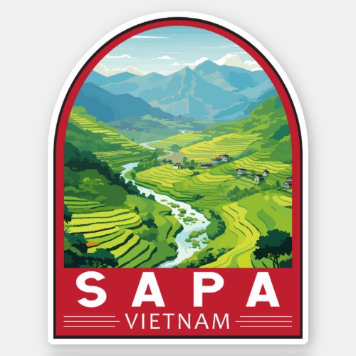 Sapa Vietnam Travel Art Vintage Sticker