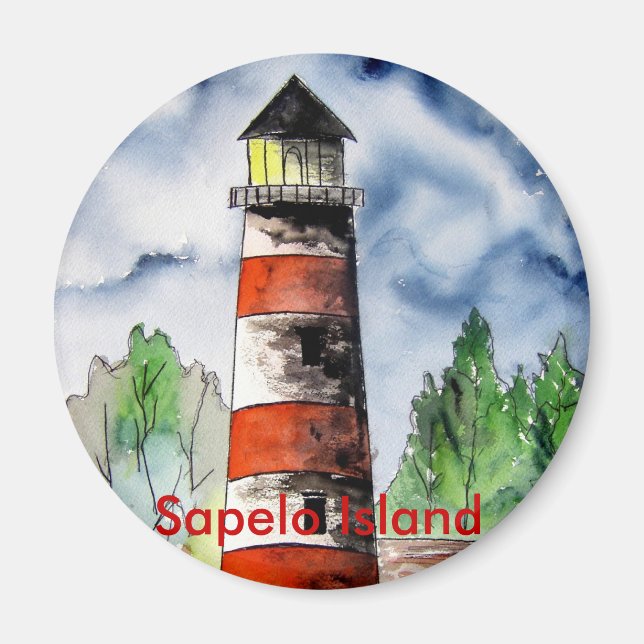 Sapelo Island Lighthouse Georgia Nautical art gift Magnet (Front)