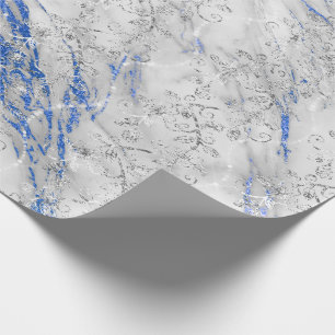 Saphire Diamonds Marble Cobalt Blue White Gray Wrapping Paper