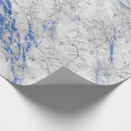 Saphire Diamonds Marble Cobalt Blue White Gray Wrapping Paper
