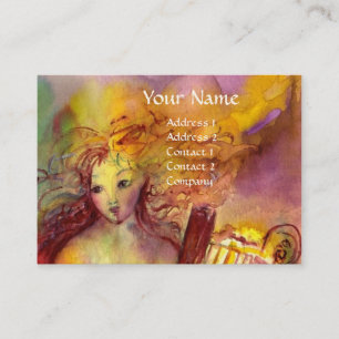 SAPHO , MUSIC AND POETRY, bright red yellow green Business Card