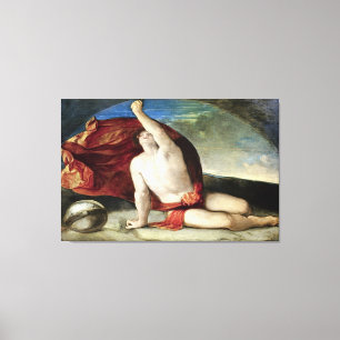 Sapiente con Compasso e Globo Fine Art Canvas  Print