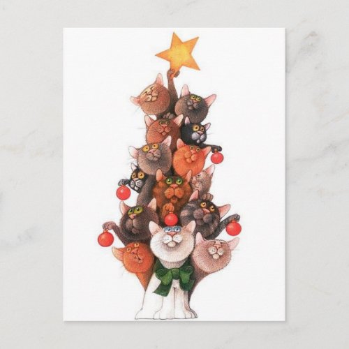 Sapin de Nol en chats Postcard